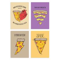 Placas Decorativas MDF Pizza Divertida 30x40cm Kit 4un