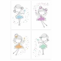 Placas Decorativas para Quarto de Menina Fadas 20x30 Kit 4un