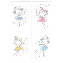 Placas Decorativas para Quarto de Menina Fadas 30x40 Kit 4un
