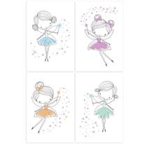 Placas Decorativas para Quarto de Menina Fadas 30x40 Kit 4un