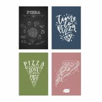 Placas Decorativas Pizza Momento MDF 20x30cm Kit 4un - Quartinhos