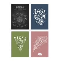Placas Decorativas Pizza Momento MDF 30x40cm Kit 4un