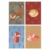 Placas Decorativas Raposinha Infantil Kit 4un 20x30cm