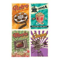 Placas Decorativas Vintage Cinema 20x30cm Kit 4un