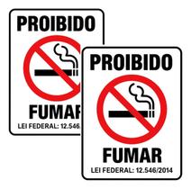 Placas E Aviso Sinalização Proibido Fumar 20x30cm Kit Com 02 Placas E Aviso Sinalização Proibido Fumar 20x30cm Kit Com 02