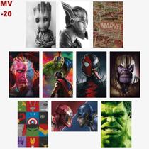 Placas E Quadros Da Marvel Kit Com 10 Unidades 13x20