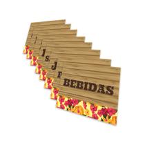 Placas em Papel - Festa Junina - Chita Amarelo - 8 Unidades