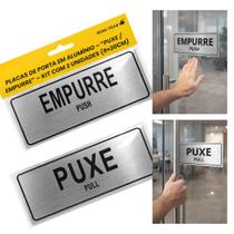 Placas Identificação Porta Puxe Empurre Alumínio Moderno BOM7544