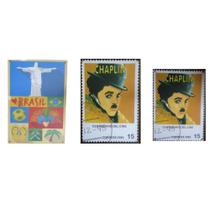 Placas Jogo Com 3 Para Parede Charlie Chaplin e Rio De Janeiro.