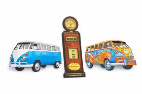 Placas MDF Decorativas Kombi Azul + Hippie Gas Station Kit 3