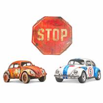 Placas MDF Fusca Retrô + Stop Decoração Parede Decoração Placas MDF Fusca Retrô + Stop Decoração Parede Decoração