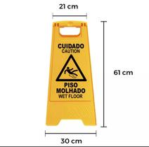 Placas para sinalização (Kit com 9 pçs) Cavalete Amarelo de Sinalização (Cuidado Piso Molhado)