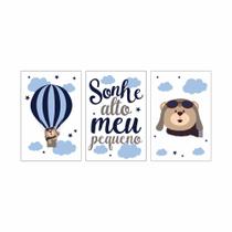 Placas Quadros Quarto Bebê Infantil Urso Aviador Balão