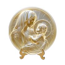 Placas Religiosas com apoio de mesa Menino Jesus Sagrada Família Nossa Senhora Efeito 3D 19cm