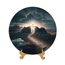 Placas Religiosas com apoio de mesa Menino Jesus Sagrada Família Nossa Senhora Efeito 3D 20cm
