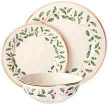 Place Setting Lenox Holiday 3 peças de Natal vermelho e verde