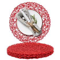 Placemat AHHFSMEI Conjunto de 6 tapetes antiderrapantes trançados vermelhos de 38 cm