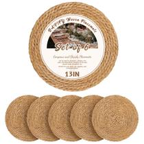 Placemat BAVIFY, 33 cm, tecido redondo, conjunto de 6 naturais Placemat BAVIFY, 33 cm, tecido redondo, conjunto de 6 naturais