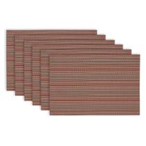 Placemat Design Imports Micro Stripe Tango Red, conjunto de 6