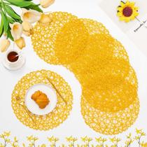 Placemat Icosamro, conjunto de tecido amarelo redondo de 6,38 cm Placemat Icosamro, conjunto de tecido amarelo redondo de 6,38 cm