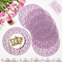 Placemat Icosamro, tecido redondo de lavanda, 38 cm, conjunto de 6