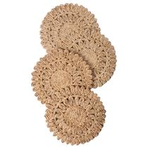 Placemat Laquedecraft, conjunto redondo de 35 cm de 4 palhas de milho Placemat Laquedecraft, conjunto redondo de 35 cm de 4 palhas de milho