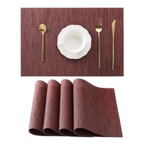 Placemat Leetaltree Burgundy, conjunto de 4 resistentes ao calor