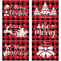 PLACEMAT OBUSATT Christmas 6 peças de manta vermelha preta 43x32 cm PLACEMAT OBUSATT Christmas 6 peças de manta vermelha preta 43x32 cm