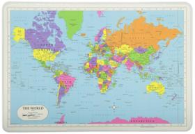 Placemat Painless Learning World Map Laminated Educational