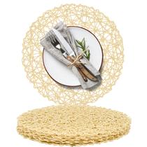 Placemats AHHFSMEI: papel trançado, redondo, azul, 38 cm, conjunto de 6