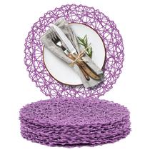 Placemats AHHFSMEI, papel trançado, redondo, conjunto de 12 roxos Placemats AHHFSMEI, papel trançado, redondo, conjunto de 12 roxos