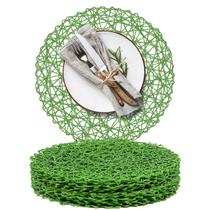 Placemats AHHFSMEI, papel trançado, redondo, conjunto de 12, verde floresta Placemats AHHFSMEI, papel trançado, redondo, conjunto de 12, verde floresta
