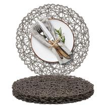 Placemats AHHFSMEI, papel trançado, redondo, conjunto de 6, cinza, 38 cm Placemats AHHFSMEI, papel trançado, redondo, conjunto de 6, cinza, 38 cm
