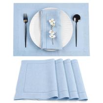 Placemats D'Moksha Homes Linen Powder Blue, conjunto de 4 peças, 36x48cm