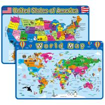 Placemats educacionais Patelai Learning Kids World Map x2 Placemats educacionais Patelai Learning Kids World Map x2