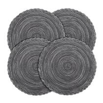 Placemats fanquare para interiores e exteriores, redondos, de concreto trançado, cinza Placemats fanquare para interiores e exteriores, redondos, de concreto trançado, cinza