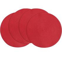 Placemats Floroom, redondos, trançados, 38 cm, conjunto de 4 peças de algodão vermelho Placemats Floroom, redondos, trançados, 38 cm, conjunto de 4 peças de algodão vermelho