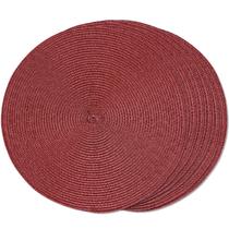 Placemats FunWheat, redondo trançado, conjunto de 6 bordô, 38 cm Placemats FunWheat, redondo trançado, conjunto de 6 bordô, 38 cm