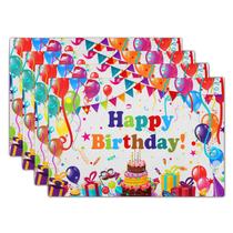 Placemats Giwawa Happy Birthday, conjunto de 4 peças de linho de 30x45cm