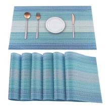Placemats HeloHo Blue, conjunto de 6 PVC lavável resistente a manchas