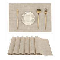 Placemats Leetaltree Beige, conjunto de 6 antiderrapantes resistentes ao calor