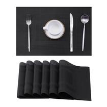 Placemats Leetaltree Black Frame, conjunto de 6 peças de PVC resistentes ao calor