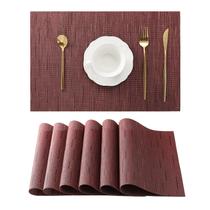 Placemats Leetaltree Burgundy, conjunto de 6 antiderrapantes resistentes ao calor