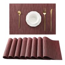 Placemats Leetaltree Burgundy, conjunto de 8 antiderrapantes resistentes ao calor