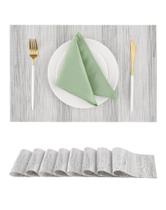 Placemats Leetaltree Lightsteel Black, conjunto de 8 tecidos de vinil de PVC Placemats Leetaltree Lightsteel Black, conjunto de 8 tecidos de vinil de PVC