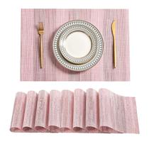 Placemats Leetaltree Misty Rose, conjunto de 8 em PVC resistente ao calor