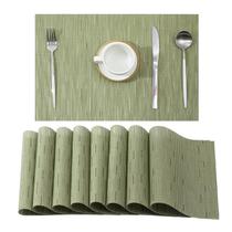 Placemats Leetaltree Pea Green, conjunto de 8 PVC resistente ao calor