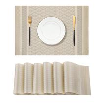Placemats Leetaltree Stardust Yellow, conjunto de 6 tecidos de vinil de PVC