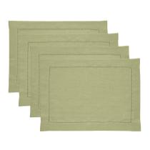 Placemats Solino Home Moss Green Linen, conjunto de 4, 36x48cm