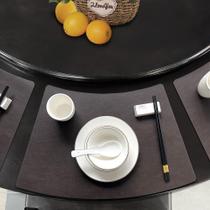 Placemats SvaTao Leather Round Table, preto, impermeável, conjunto de 6 Placemats SvaTao Leather Round Table, preto, impermeável, conjunto de 6